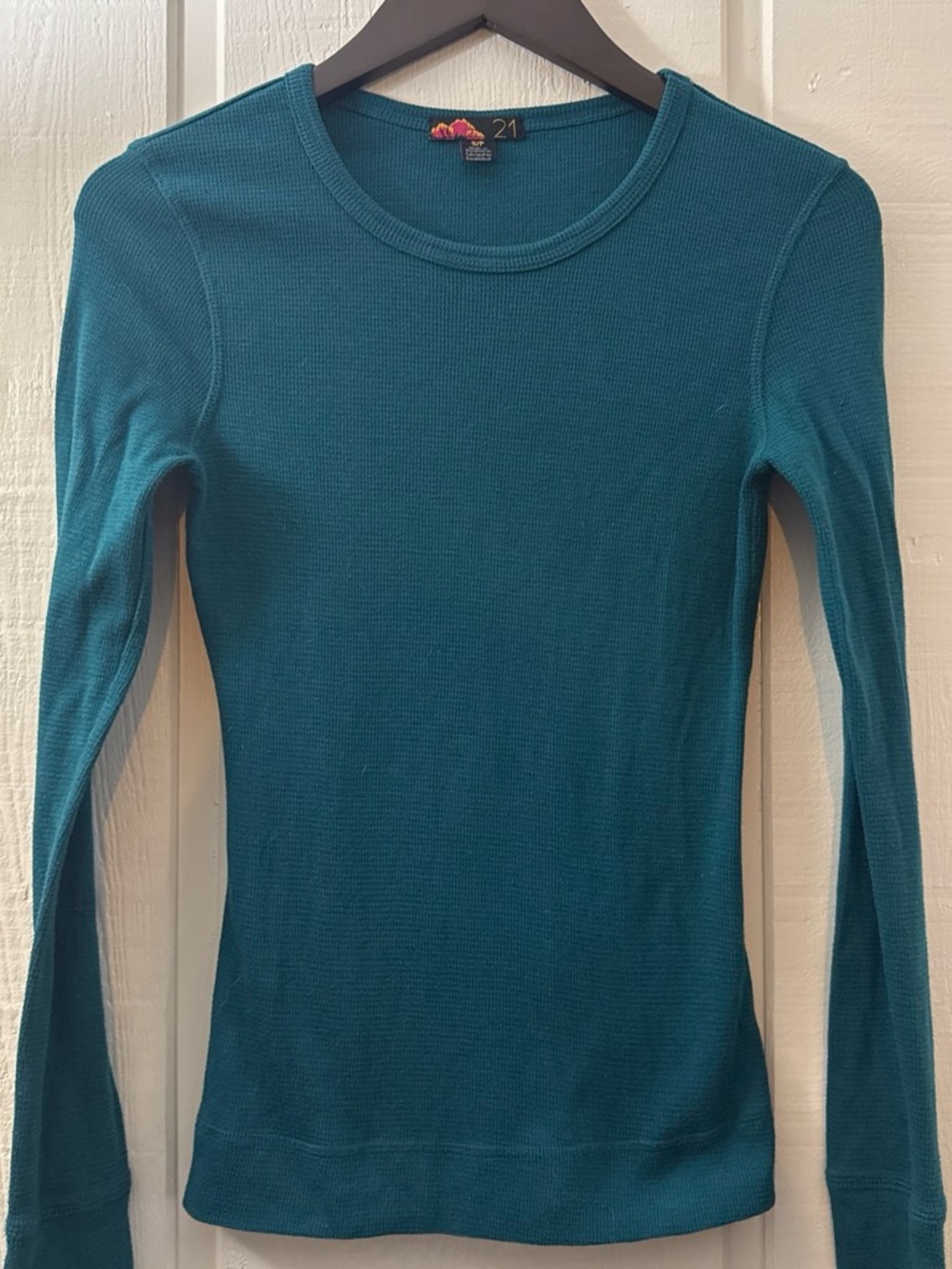 RUE21 Teal Long-Sleeve Waffle Thermal Top